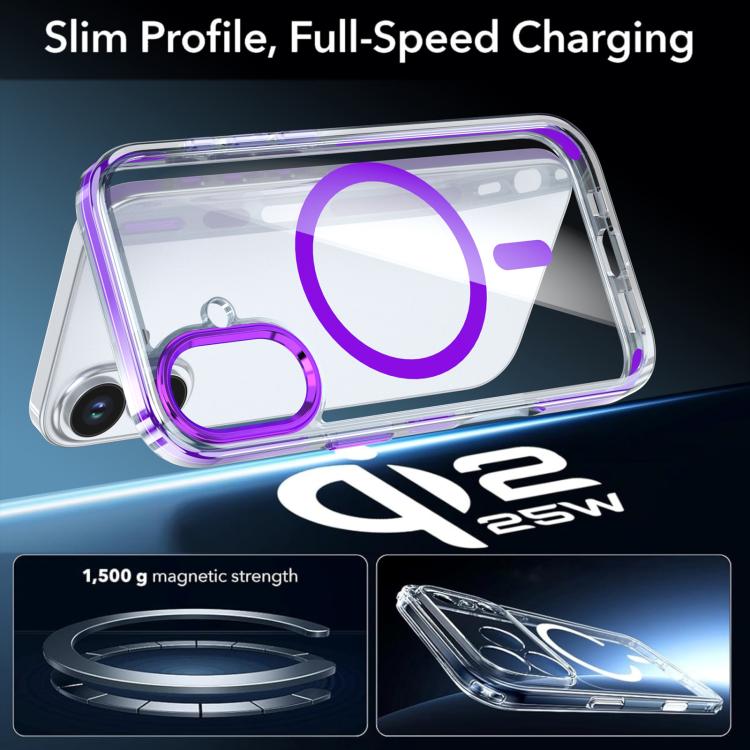 For iPhone 17 Qicai Two-color Transparent Magnetic Phone Case