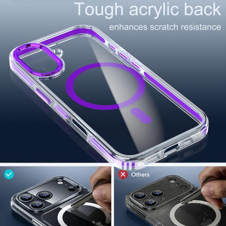 For iPhone 17 Qicai Two-color Transparent Magnetic Phone Case