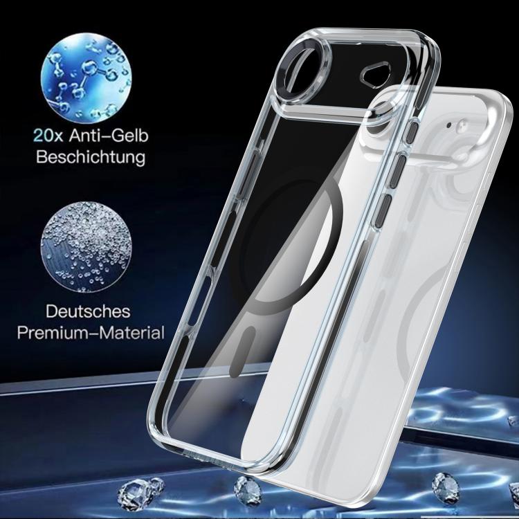 For iPhone Air Qicai Two-color Transparent Magnetic Phone Case