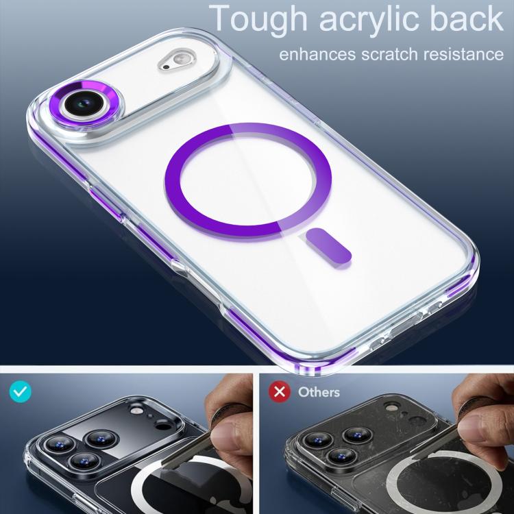 For iPhone Air Qicai Two-color Transparent Magnetic Phone Case