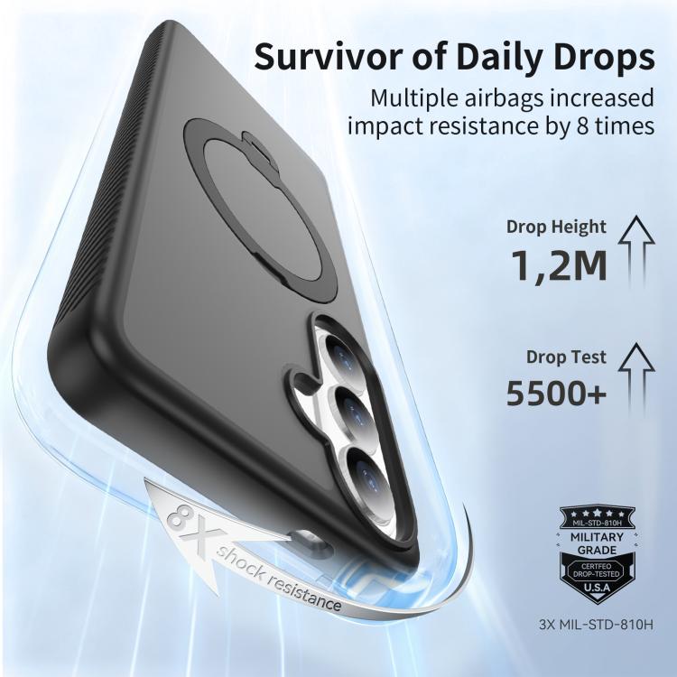 For Samsung Galaxy S26+ 5G Magnetic 360 Rotating Stand Airbag Shockproof Phone Case