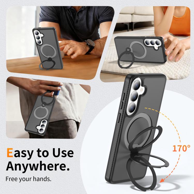 For Samsung Galaxy S26+ 5G Magnetic 360 Rotating Stand Airbag Shockproof Phone Case