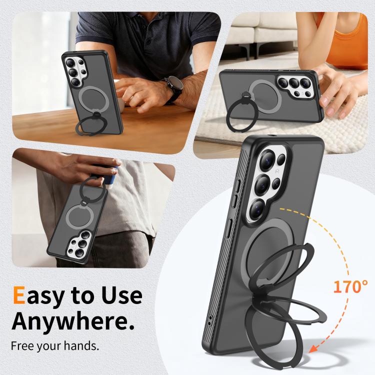 For Samsung Galaxy S26 Ultra 5G Magnetic 360 Rotating Stand Airbag Shockproof Phone Case