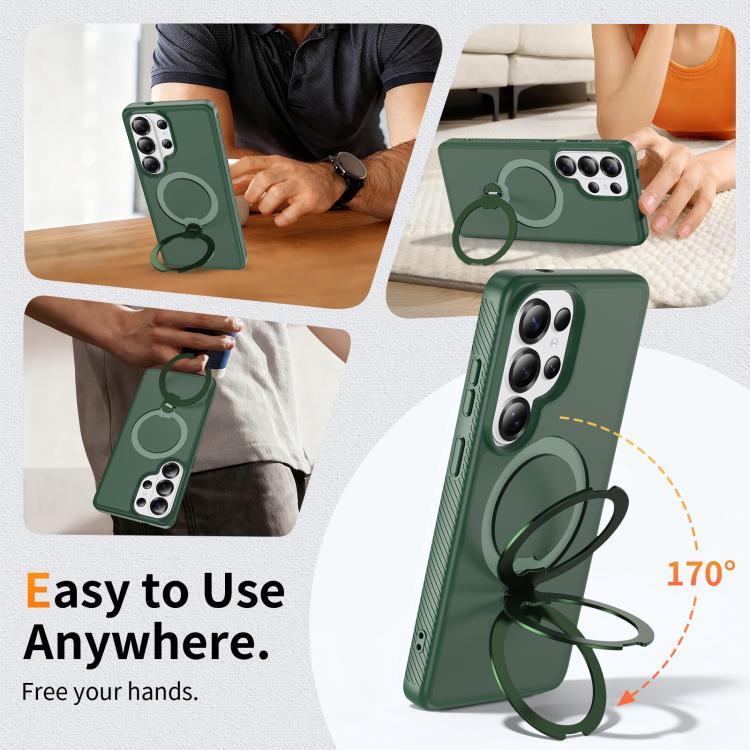 For Samsung Galaxy S26 Ultra 5G Magnetic 360 Rotating Stand Airbag Shockproof Phone Case