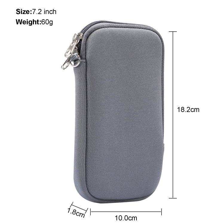 Universal Elasticity Zipper Protective Case Storage Bag with Lanyard For Huawei Mate 20 X / 7.2 inch Smart Phones
