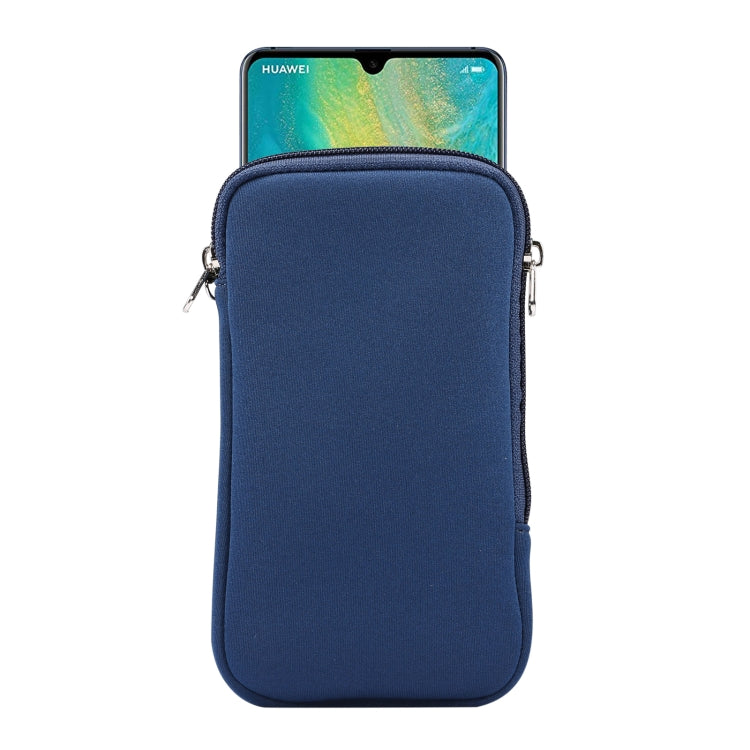 Universal Elasticity Zipper Protective Case Storage Bag with Lanyard For Huawei Mate 20 X / 7.2 inch Smart Phones