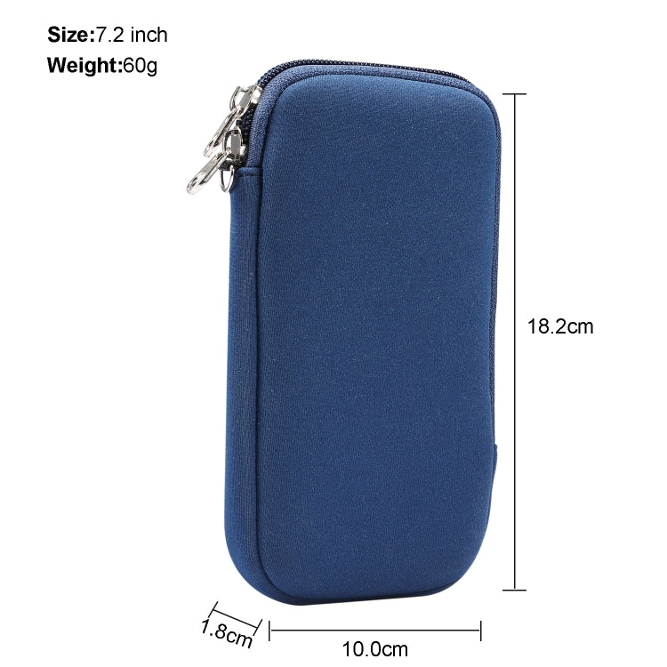 Universal Elasticity Zipper Protective Case Storage Bag with Lanyard For Huawei Mate 20 X / 7.2 inch Smart Phones