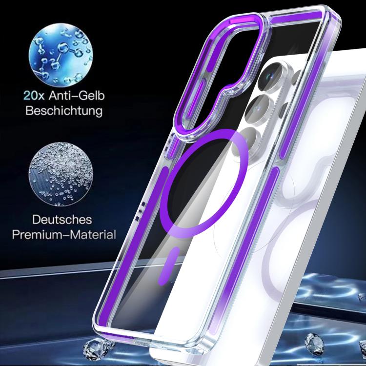 For Samsung Galaxy S26 Ultra 5G Qicai Two-color Transparent Magnetic Phone Case