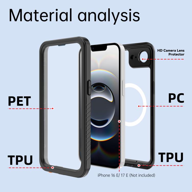 For iPhone 17e / 16e RedPepper Magnetic Waterproof Phone Case - Black