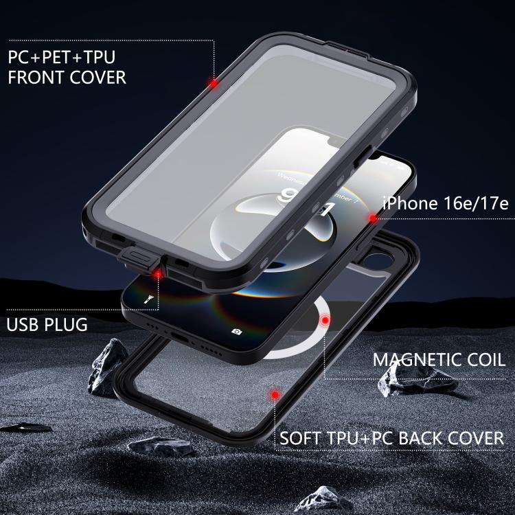 For iPhone 17e / 16e RedPepper A Style Magnetic Rugged Phone Case - Black