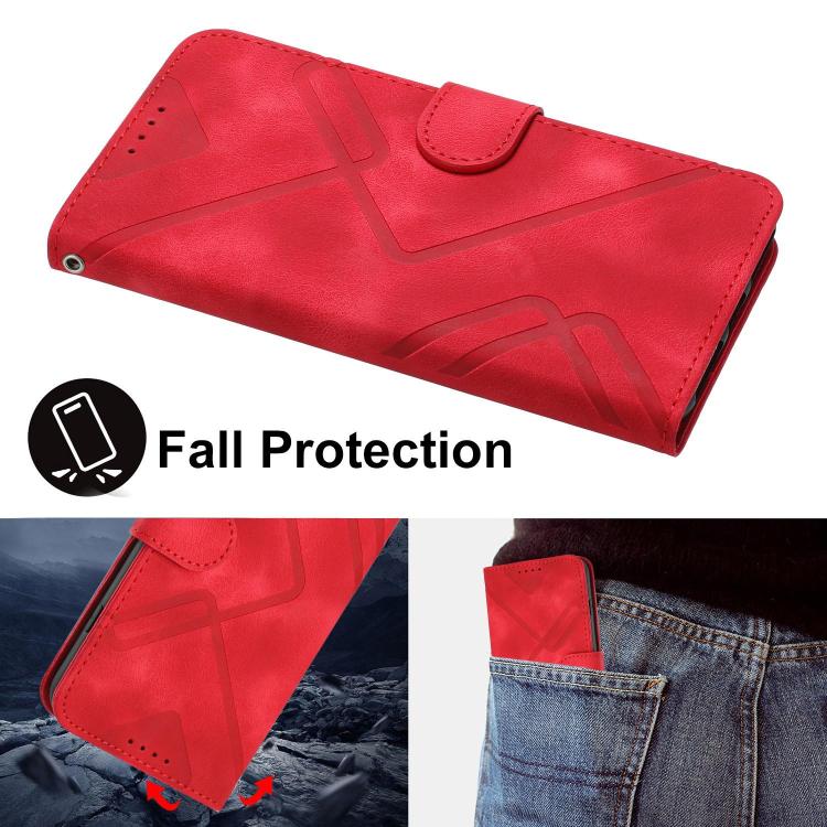 For Realme Note 80 4G Line Pattern Skin Feel Leather Phone Case