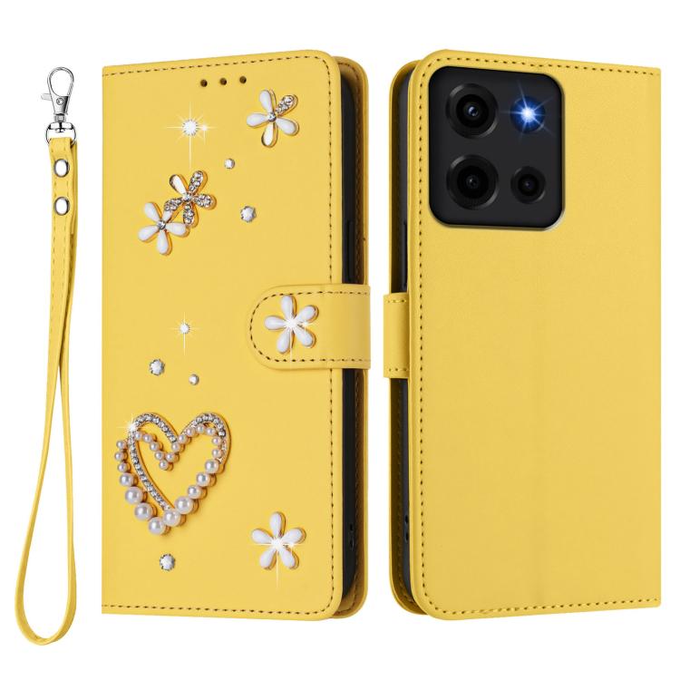For Motorola Moto G 5G 2025/2026 ZS01 Double-Layer Heart Floral Vegan Leather Phone Case with Wrist Strap