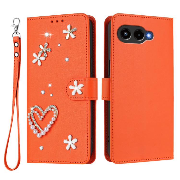 For T-Mobile Revvl 8 5G ZS01 Double-Layer Heart Floral Vegan Leather Phone Case with Wrist Strap
