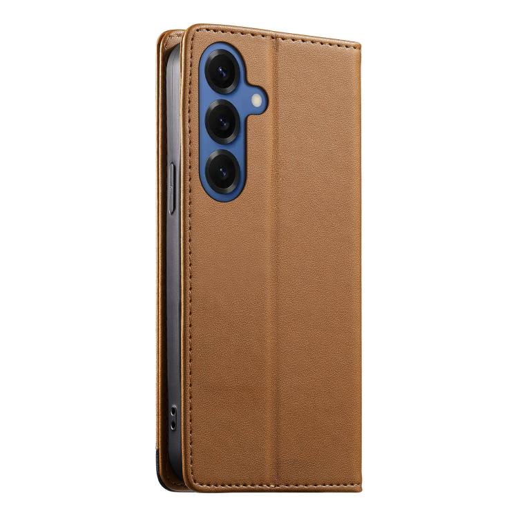 For Samsung Galaxy S26+ 5G Dierfeng Splicing Strong Magnetic RFID Vegan Leather Phone Case