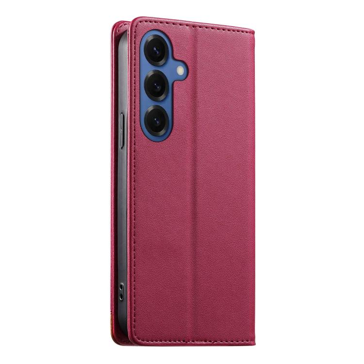 For Samsung Galaxy S26+ 5G Dierfeng Splicing Strong Magnetic RFID Vegan Leather Phone Case