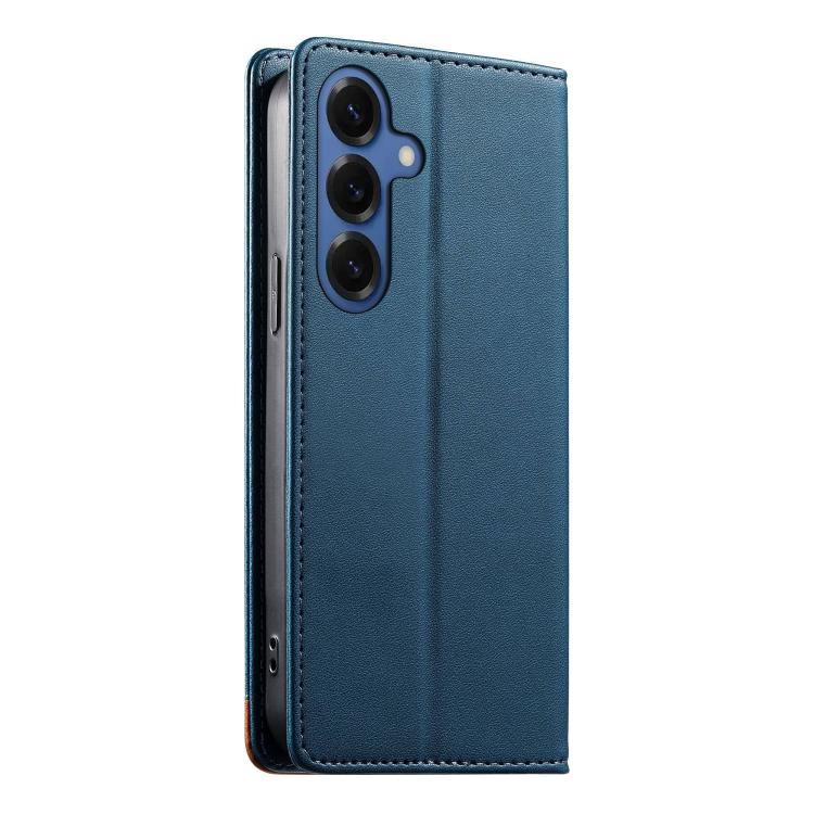 For Samsung Galaxy S26+ 5G Dierfeng Splicing Strong Magnetic RFID Vegan Leather Phone Case