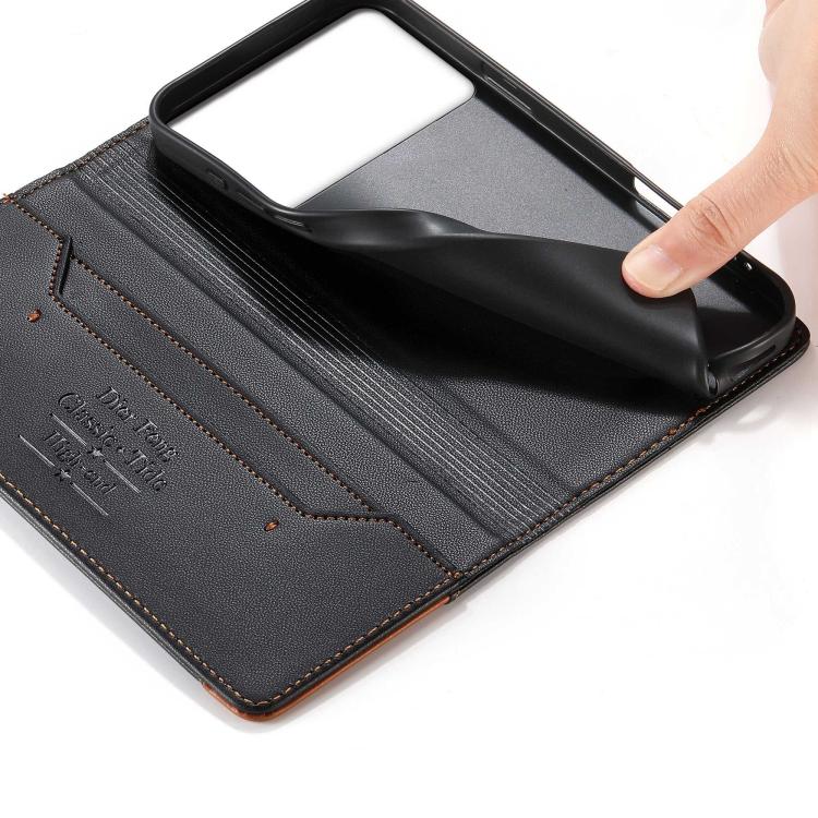 For Samsung Galaxy S26 Edge 5G Dierfeng Splicing Strong Magnetic RFID Vegan Leather Phone Case