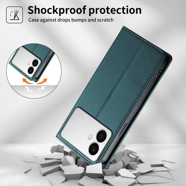 For Samsung Galaxy S26 Edge 5G Dierfeng Splicing Strong Magnetic RFID Vegan Leather Phone Case