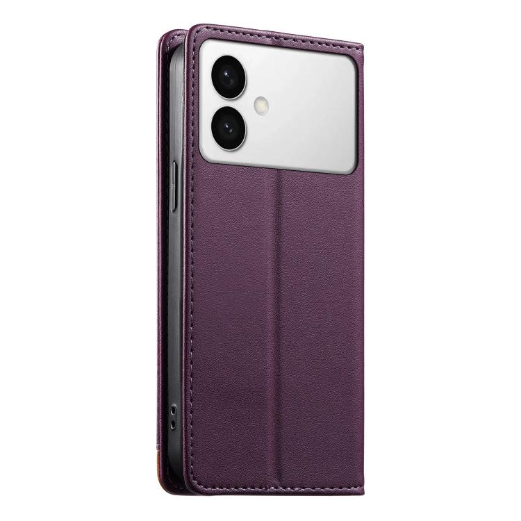 For Samsung Galaxy S26 Edge 5G Dierfeng Splicing Strong Magnetic RFID Vegan Leather Phone Case