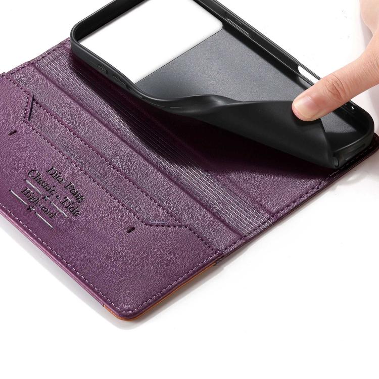 For Samsung Galaxy S26 Edge 5G Dierfeng Splicing Strong Magnetic RFID Vegan Leather Phone Case