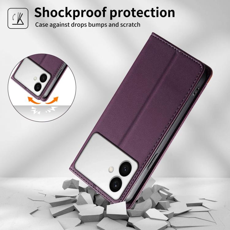 For Samsung Galaxy S26 Edge 5G Dierfeng Splicing Strong Magnetic RFID Vegan Leather Phone Case