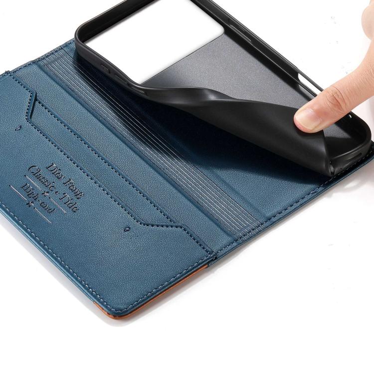 For Samsung Galaxy S26 Edge 5G Dierfeng Splicing Strong Magnetic RFID Vegan Leather Phone Case