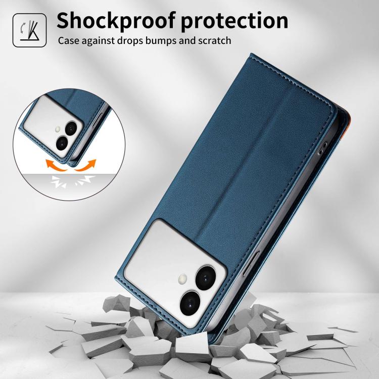 For Samsung Galaxy S26 Edge 5G Dierfeng Splicing Strong Magnetic RFID Vegan Leather Phone Case