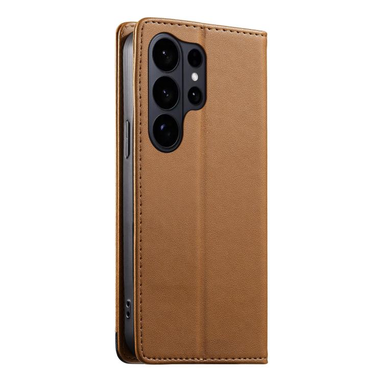 For Samsung Galaxy S26 Ultra 5G Dierfeng Splicing Strong Magnetic RFID Vegan Leather Phone Case