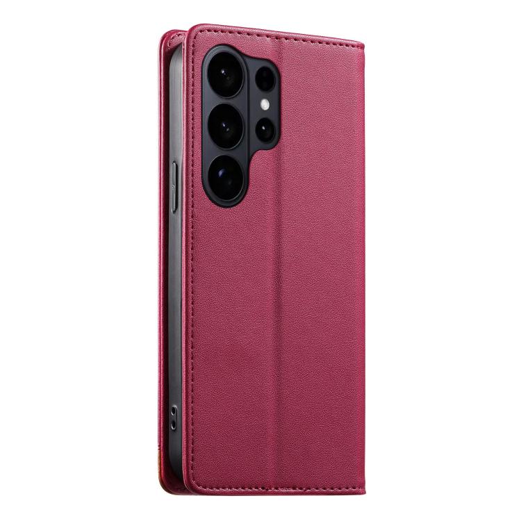 For Samsung Galaxy S26 Ultra 5G Dierfeng Splicing Strong Magnetic RFID Vegan Leather Phone Case