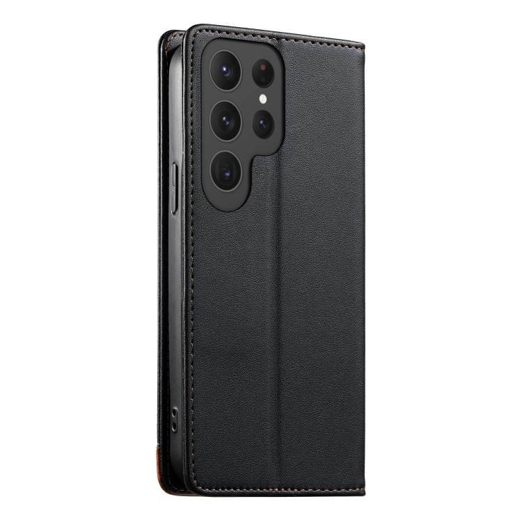 For Samsung Galaxy S25 Ultra 5G Dierfeng Splicing Strong Magnetic RFID Vegan Leather Phone Case