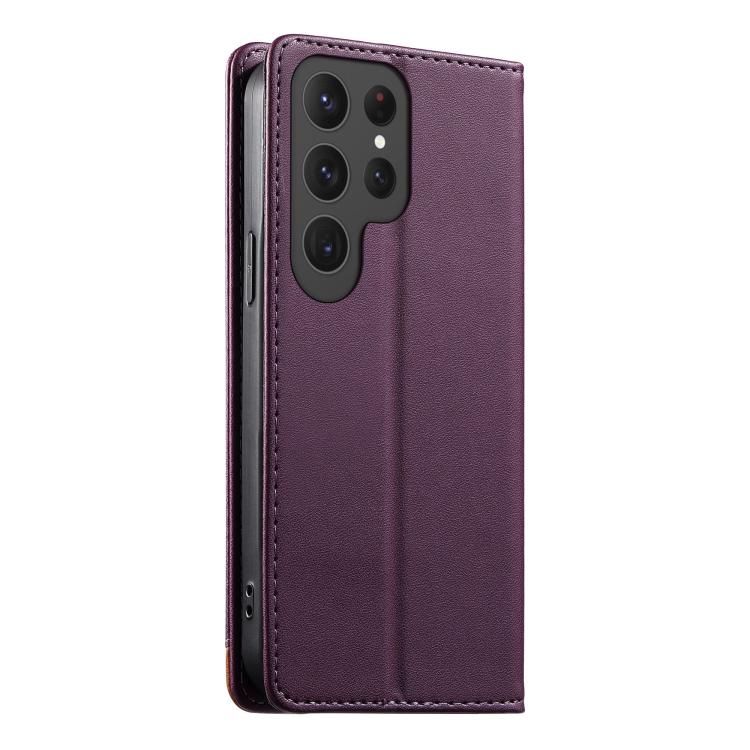 For Samsung Galaxy S25 Ultra 5G Dierfeng Splicing Strong Magnetic RFID Vegan Leather Phone Case