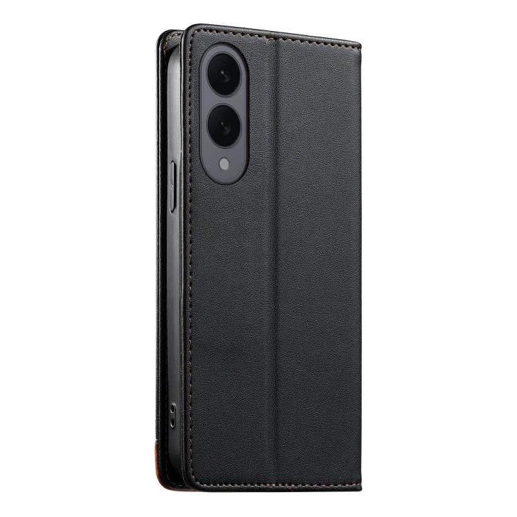 For Samsung Galaxy S25 Edge 5G Dierfeng Splicing Strong Magnetic RFID Vegan Leather Phone Case