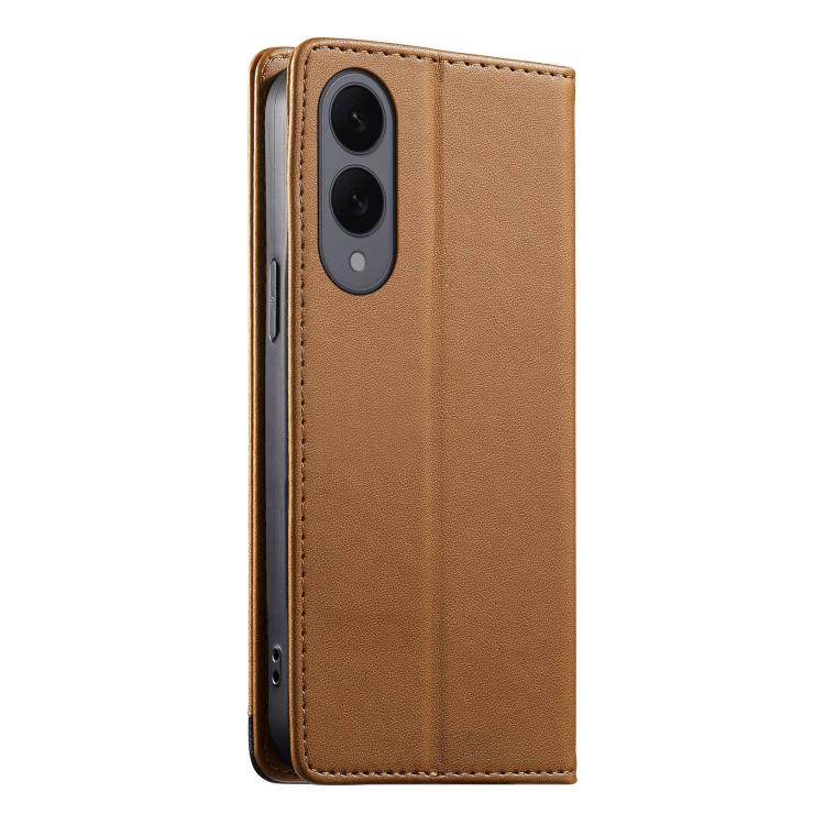For Samsung Galaxy S25 Edge 5G Dierfeng Splicing Strong Magnetic RFID Vegan Leather Phone Case