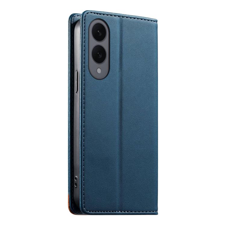 For Samsung Galaxy S25 Edge 5G Dierfeng Splicing Strong Magnetic RFID Vegan Leather Phone Case
