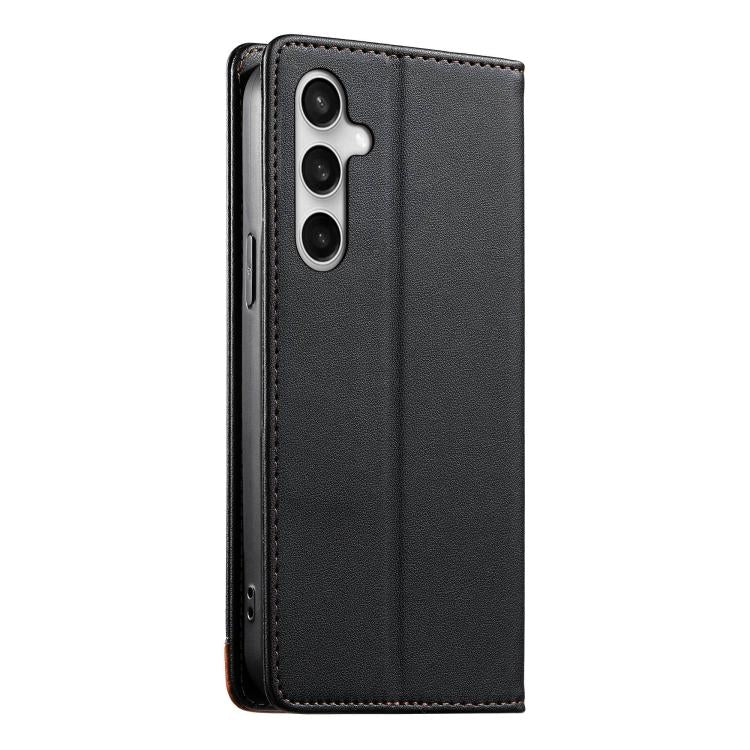 For Samsung Galaxy S25 FE 5G Dierfeng Splicing Strong Magnetic RFID Vegan Leather Phone Case