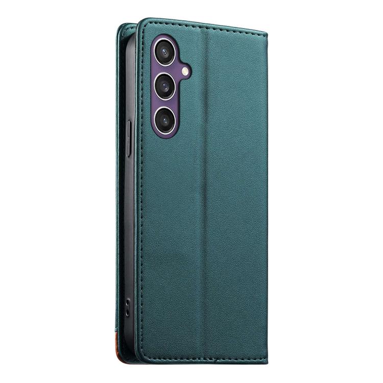 For Samsung Galaxy S25 / S24 5G Dierfeng Splicing Strong Magnetic RFID Vegan Leather Phone Case