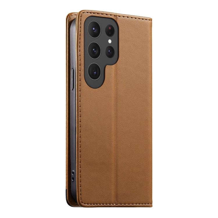For Samsung Galaxy S24 Ultra 5G Dierfeng Splicing Strong Magnetic RFID Vegan Leather Phone Case
