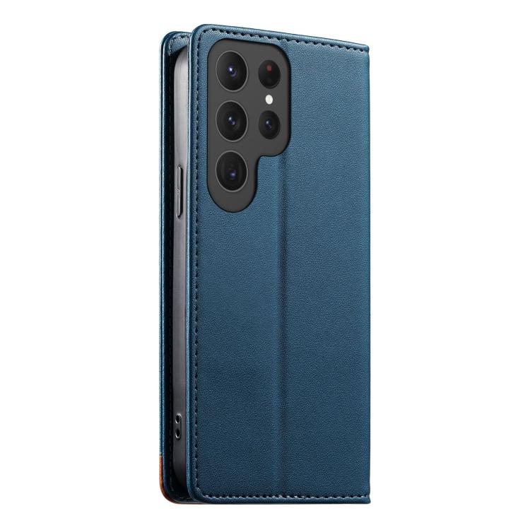 For Samsung Galaxy S23 Ultra 5G Dierfeng Splicing Strong Magnetic RFID Vegan Leather Phone Case