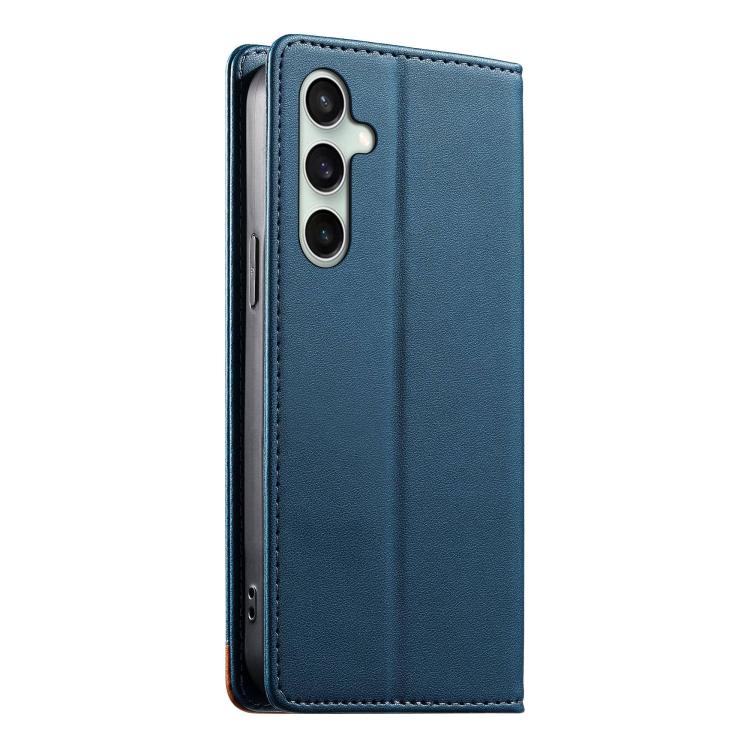 For Samsung Galaxy S24 FE 5G Dierfeng Splicing Strong Magnetic RFID Vegan Leather Phone Case