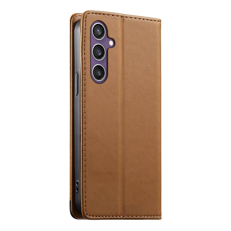For Samsung Galaxy S23 FE 5G Dierfeng Splicing Strong Magnetic RFID Vegan Leather Phone Case