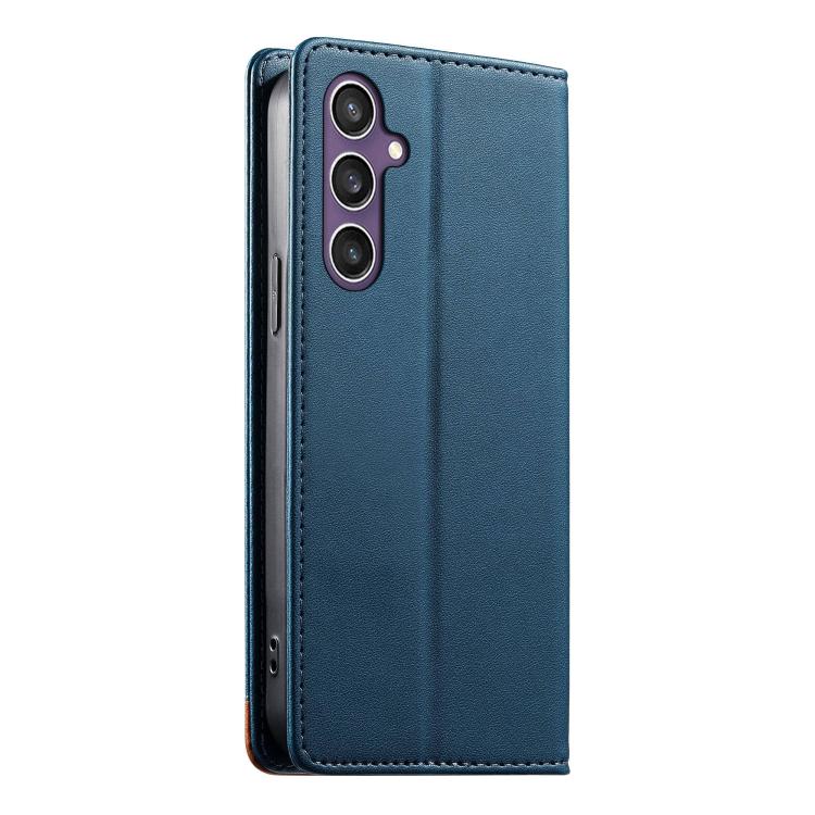 For Samsung Galaxy S23 FE 5G Dierfeng Splicing Strong Magnetic RFID Vegan Leather Phone Case