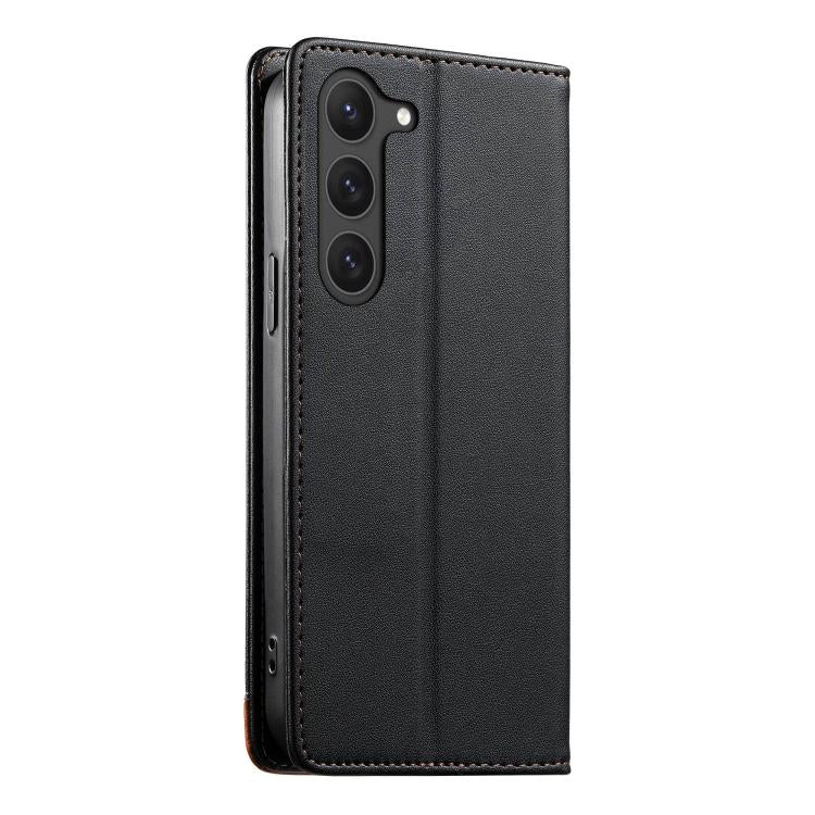 For Samsung Galaxy S23 5G Dierfeng Splicing Strong Magnetic RFID Vegan Leather Phone Case
