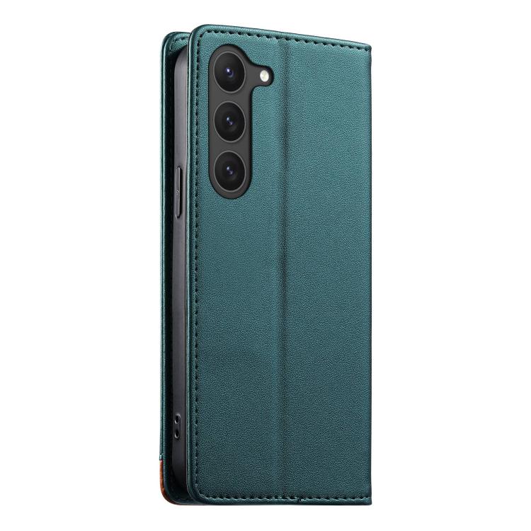 For Samsung Galaxy S23 5G Dierfeng Splicing Strong Magnetic RFID Vegan Leather Phone Case