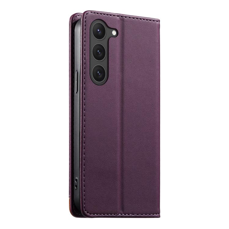 For Samsung Galaxy S23 5G Dierfeng Splicing Strong Magnetic RFID Vegan Leather Phone Case