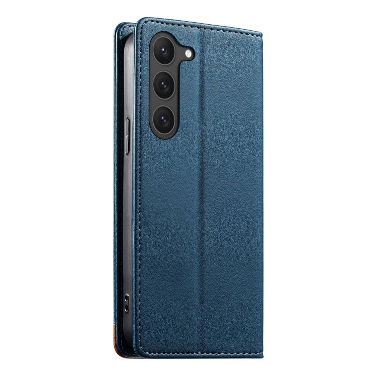For Samsung Galaxy S23 5G Dierfeng Splicing Strong Magnetic RFID Vegan Leather Phone Case