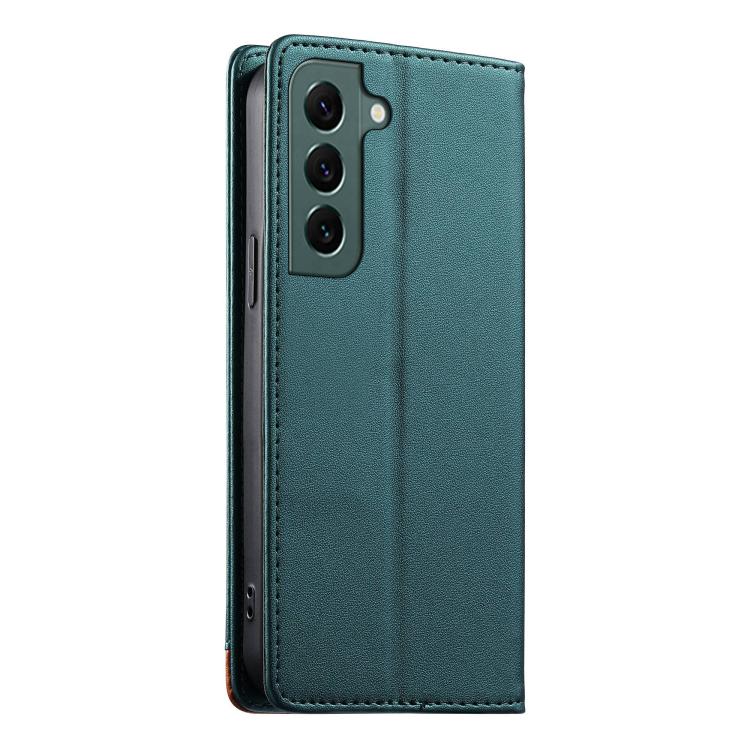 For Samsung Galaxy S22+ 5G Dierfeng Splicing Strong Magnetic RFID Vegan Leather Phone Case