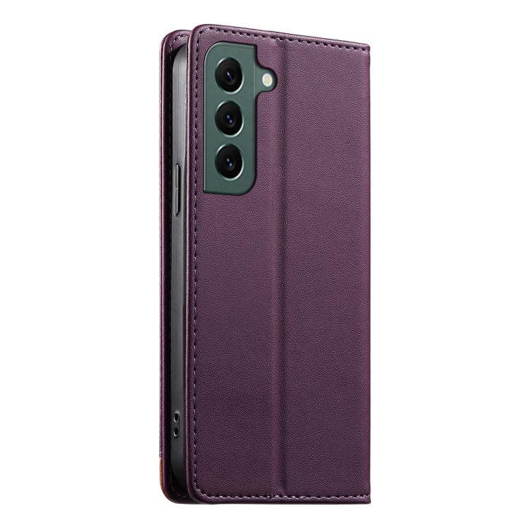 For Samsung Galaxy S22+ 5G Dierfeng Splicing Strong Magnetic RFID Vegan Leather Phone Case