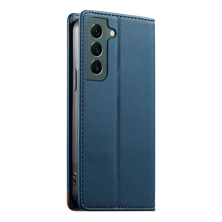 For Samsung Galaxy S22+ 5G Dierfeng Splicing Strong Magnetic RFID Vegan Leather Phone Case