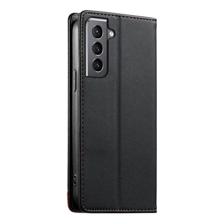 For Samsung Galaxy S21+ 5G Dierfeng Splicing Strong Magnetic RFID Vegan Leather Phone Case