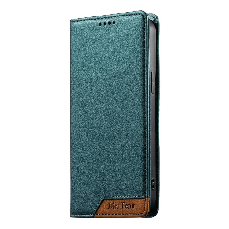 For Samsung Galaxy S21+ 5G Dierfeng Splicing Strong Magnetic RFID Vegan Leather Phone Case